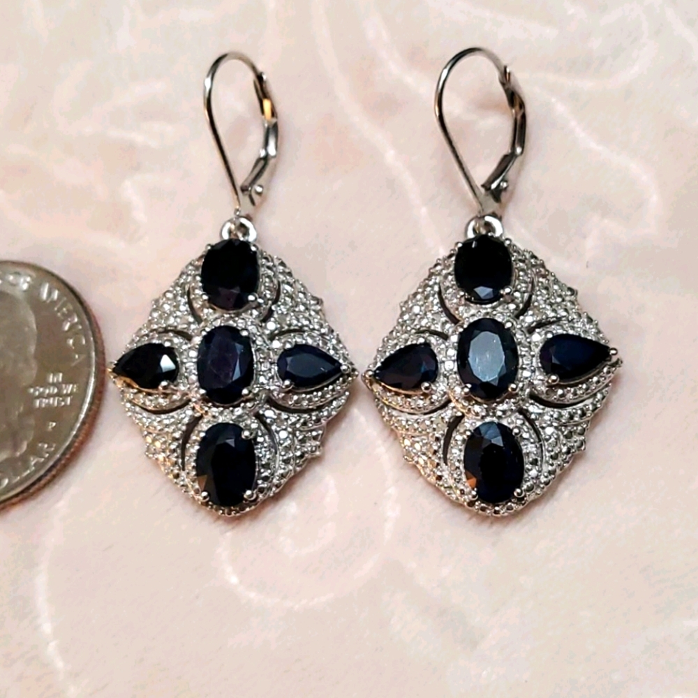 Kanchanaburi blue Sapphire earrings